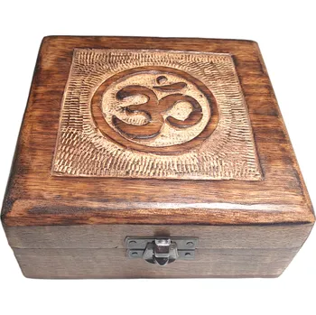 Dárková krabička Dřevěná krabička Óm 13 x 13 x 6 cm