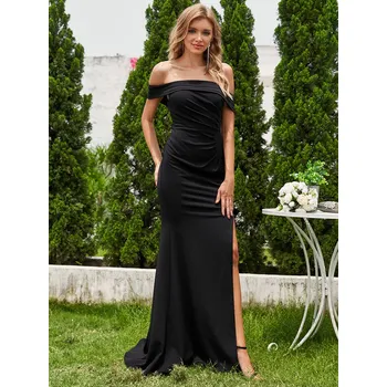 Dámské oblečení Maxi dlouhé svatební šaty s odhalenými ramenemy Barva: Černá, Velikost: XL