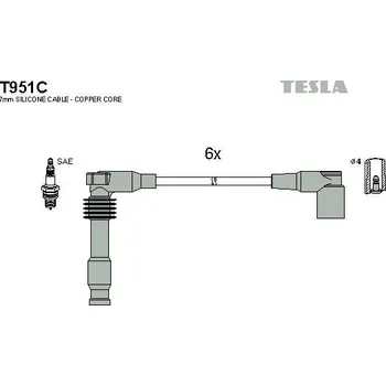 Zapalovací kabel Sada kabelů pro zapalování TESLA T951C