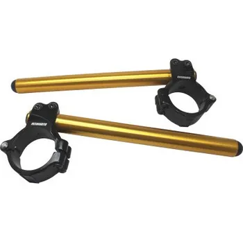Aluminium-forged clip-ons ACCOSSATO with metal clamp composed of 2 half-rings 10 degrees inclination, gold CP003N-52-Y-250