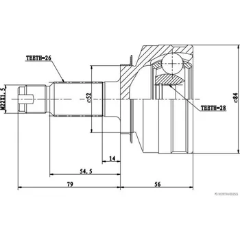 Poloosa kola Sada kloubů, hnací hřídel HERTH+BUSS JAKOPARTS J2824039