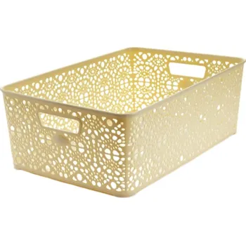 Úložný box MEGA PLAST Mega Plast, Košík MONAKO XL, 14 x 39 x 27 cm, krémový