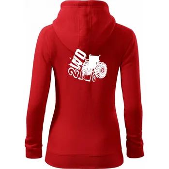 Dámská mikina Vozíčkář 2WD - Dámská mikina trendy zipper s kapucí - M ( Červená )