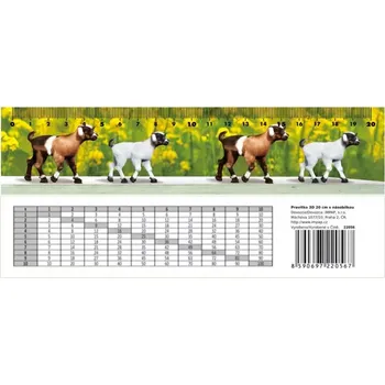 pravítka Pravítko 20cm 3D obrázek s násobilkou-kozy 225 (Pravítko s pohyblivými zvířátky s přehledem násobilky)