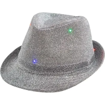 Karnevalový kostým Blikající třpytivý klobouk - Stříbrný