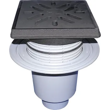 kanalizace HL dvorní vpusť+příruba, litový rám i mřížka DN100 HL616.1/1