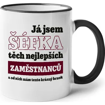 Vtipný keramický hrnek Já jsem šéfka, Barva Černá, Velikost 330 ml, Canvas Keramický hrnek s barevným uchem Bezvatriko.cz 2359