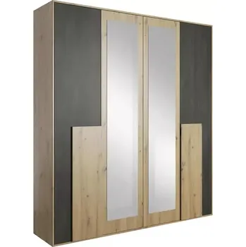 Šatní skříň Skříň se zrcadlem BAFRA 4D - dub artisan/černá borovice norská - doprava zdarma - SLEVA 3% s kodem radost25