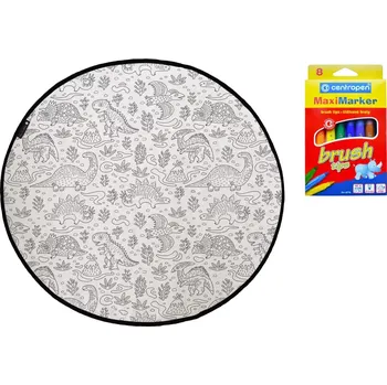 Koberec Butter Kings KOBEREC OMALOVÁNKY Dinosaur world bílá, černá 130x130 (průměr) kruh - SLEVA 3% s kodem radost25