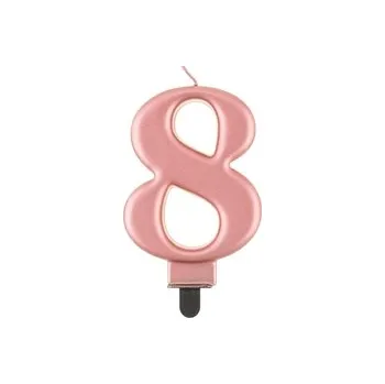 Dortová svíčka Dortová svíčka metalická - Číslice 8 / RŮŽOVÁ