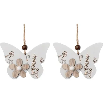 Dřevěná dekorace, závěs, MOTÝL, 9X6,7 cm, 2ks/bal.