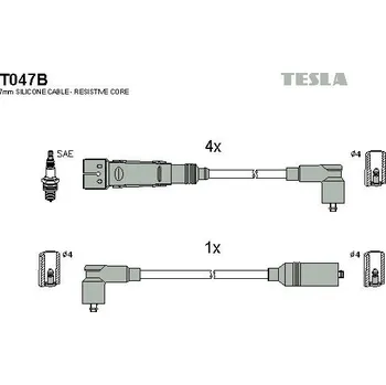 Zapalovací kabel Sada kabelů pro zapalování TESLA T047B
