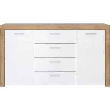 Obývací stěna Komoda Balder KOM2D4S - Dub riviéra/bílý lesk - SLEVA 3% s kodem radost25