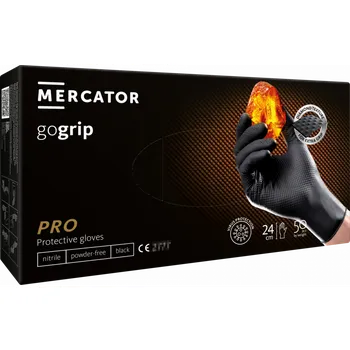 Vyšetřovací rukavice Nitrilové zdravotnické rukavice, 50 ks, černá, Gogrip - Mercator Medical XL