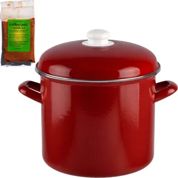 Smaltovaný hrnec s poklicí, objem 5,2 l červený + pikantní směs koření 50 g Kotlíkový guláš