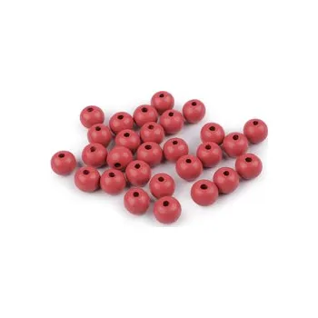 Dětské navlékací korálky Dřevěné korálky Ø 10 mm - světlá červená