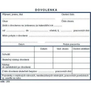 Tiskopis Dovolenka A6 213 100 listů