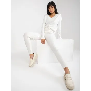 Dámské kalhoty Dámské kalhoty s žebrovaným pasem FAY ecru