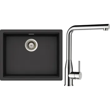 Granitový dřez Set Schock S28-17 (dřez Kiruna N-100L Dusk + baterie Keto.120 Masivní nerezová ocel + komponenty Nerez)