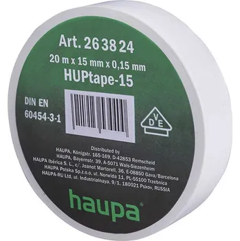 Izolační páska 263824 Páska izolační PVC 15 mm x 20 m, bílá, Haupa