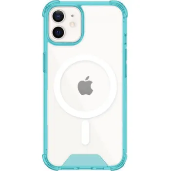 Pouzdro na mobilní telefon Transparentní kryt s barevným rámečkem a MagSafe pro iPhone 11 - modrý