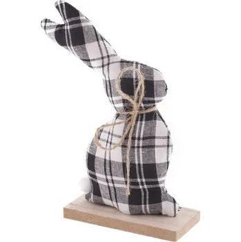 Velikonoční dekorace Zajíc 17cm látkový, káro