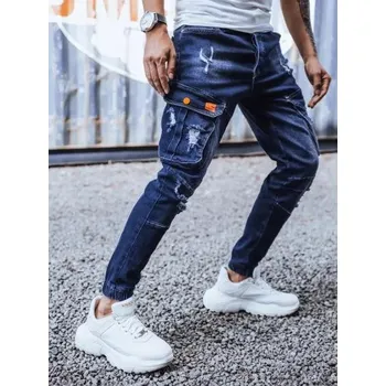 Pánské kalhoty Pánské riflové jogger kalhoty tmavě modré DENIM