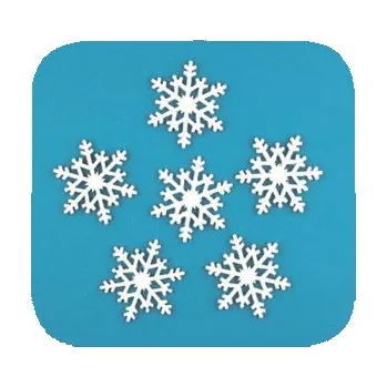 Vánoční dekorace Dřevěné vločky s glitry 6 cm, 6 ks