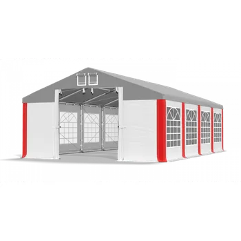 Zahradní stan Párty stan 6x10x2m střecha PVC 560g/m2 boky PVC 500g/m2 konstrukce ZIMA PLUS Bílá Červená Šedá
