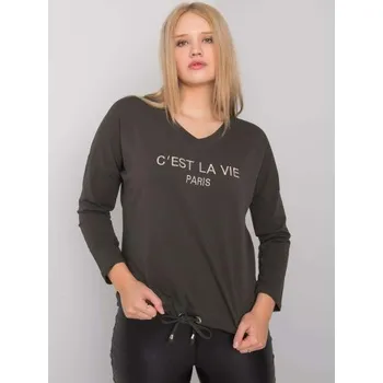 Dámská halenka Dámská halenka s nápisem plus size SHERILYN tmavě khaki