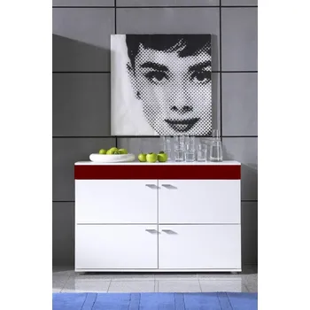 Komoda ImportWorld Komoda Sabina II, bílá matná/bordo a bílý lesk
