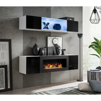 Obývací stěna ImportWorld Obývací stěna Zdenko N3, bílá matná/černý lesk