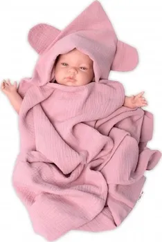 Dětská deka Baby Nellys Dvouvrstvá mušelínová deka s kapucí 100 x 100 cm