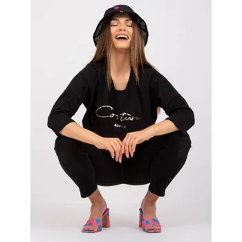 Dámská halenka pro každodenní nošení s kulatým výstřihem ITA černá