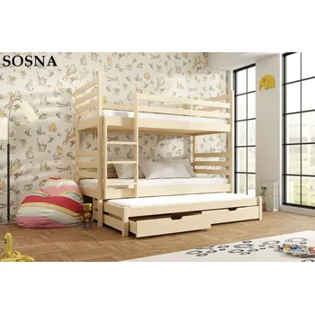 Postel Nabytek-dreveny.cz Patrová postel TOMY NEW masiv Rozměr postele: 80x160cm, Odstín postele: světle růžová