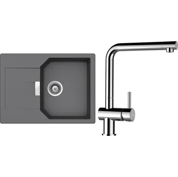 Granitový dřez Set Schock S16-10 (dřez Manhattan D-100S Croma + baterie Epos Chrom)