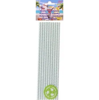 Slámky koktejlové pruhované 22cm 10ks modré