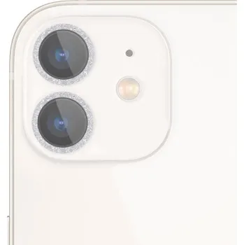 Tvrzené sklo se třpytivými rámečky k ochraně čoček fotoaparátu pro iPhone 11 - stříbrné