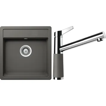 Kuchyňský dřez Set Schock S10-4 (dřez Mono N-100S Silverstone + baterie SC-510 Silverstone)