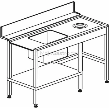 Dílenský stůl KROMO Stůl vstupní s dřezem s odpadním otvorem a policí 1500 x 730 x 850 mm