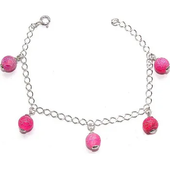 Náramek Stříbrný náramek přírodní kámen dračí růžový achát matový (Stříbrný náramek přírodní kámen)