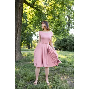 Dámské šaty Šaty Osudová Dorothea s kr. rukávem, nižší gramáž, starorůžová Velikost: M