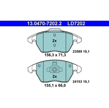Brzdová destička Sada brzdových destiček, kotoučová brzda ATE 13.0470-7202.2