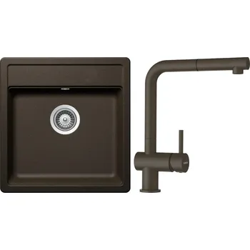 Granitový dřez Set Schock S11-2 (dřez Mono N-100S Bronze + baterie Epos.120 Bronze)