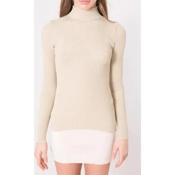 Dámský svetr Dámský rolák žebrovaný BSL světle béžový