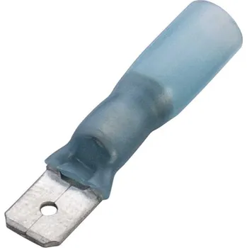 Kabelové oko 363522 Kolík plochý s teplem smrštitelnou izolací 1,5 - 2,5 mm2, 6,3 x 0,8 modrá, Haupa