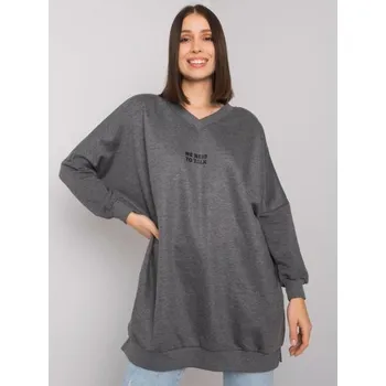 Dámská tunika Dámská tunika melanžová plus size bavlněná RAELLA tmavě šedá