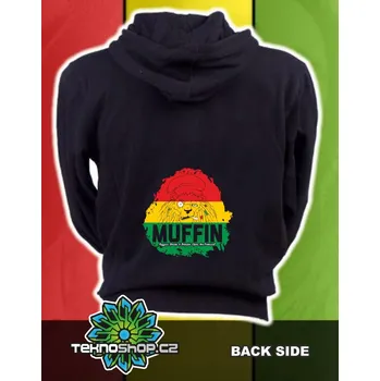 Pánská mikina TEKNOSHOP Muffin 2016 Lev dnb mikina na zip s kapucí s potiskem XXL černá