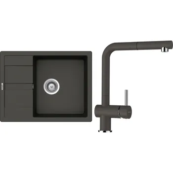 Granitový dřez Set Schock S17-4 (dřez Manhattan D-100 Asphalt + baterie Epos.120 Asphalt)