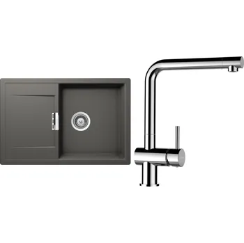 Granitový dřez Set Schock S7-8 (dřez Mono D-100 Silverstone + baterie Epos Chrom)